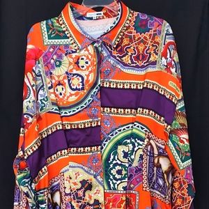 FASHION NOVA Shoot Ur Shoot Printed Shirt Dress Orange/Combo